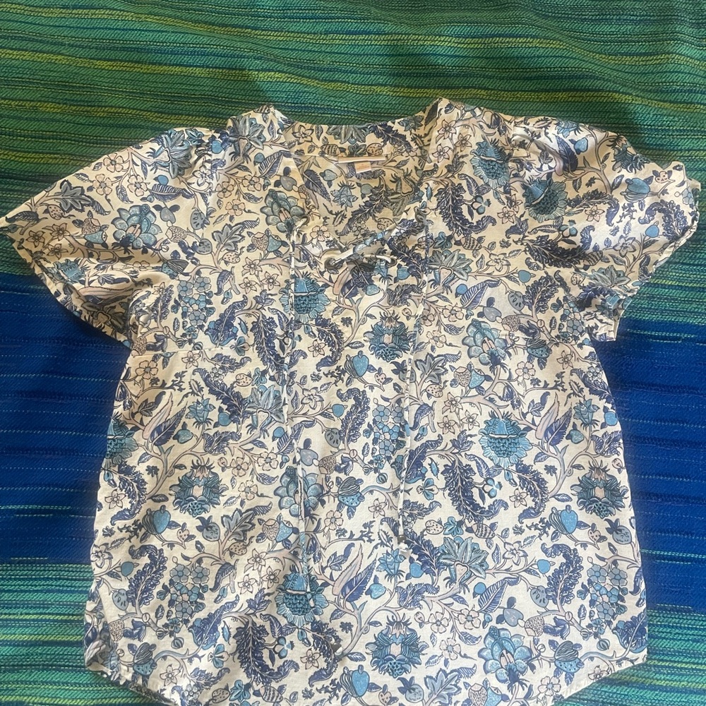 Floral Blue and White Shirt